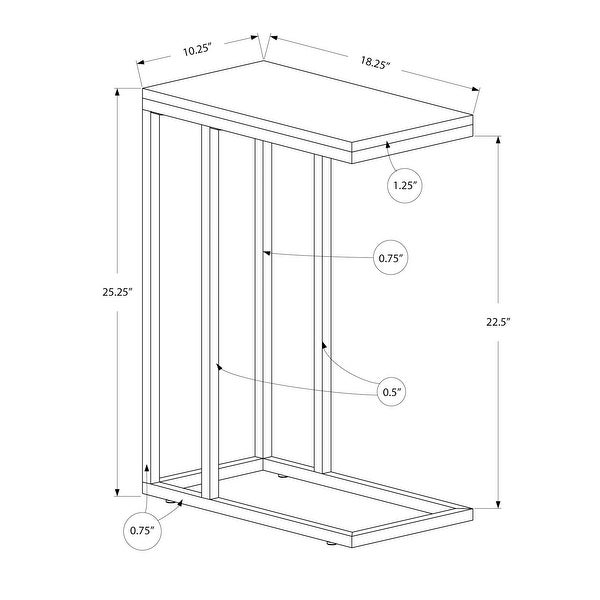 Glossy Black With Chrome Metal Accent Table - 10.25 In. L X 18.25 In. W X 25.25 In. H