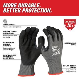 MW Large Gray Nitrile Level 5 Cut Resistant Dipped Work Gloves 48-22-8952