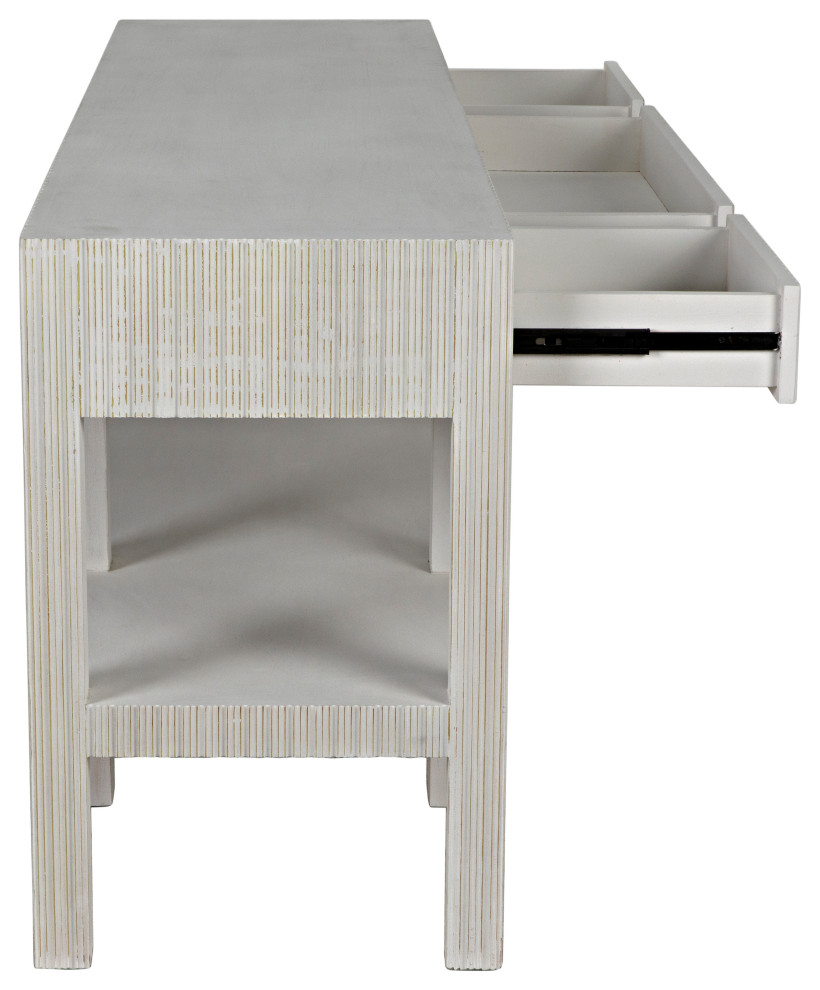 Noir Furniture Veneer Conrad Console Table With White Wash Finish GCON272WH   Farmhouse   Console Tables   by Noir  Houzz