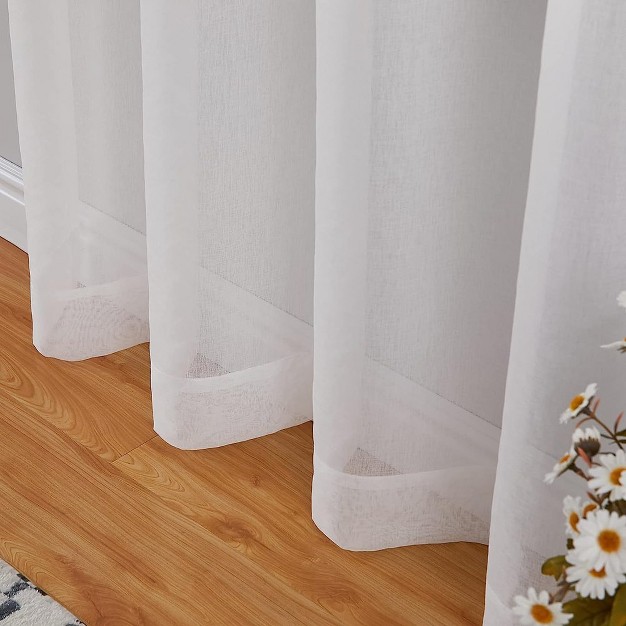 Floral Embroidery Sheer Curtains Flower Voile Semi Sheers Drape Panels Grommet Curtains For Living Room Bedroom