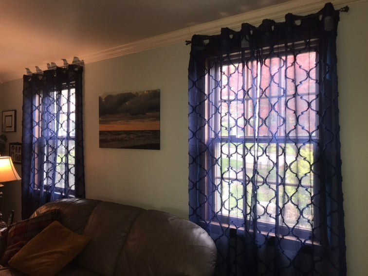 Avon Trellis Grommet Sheer Window Curtain Panel Set