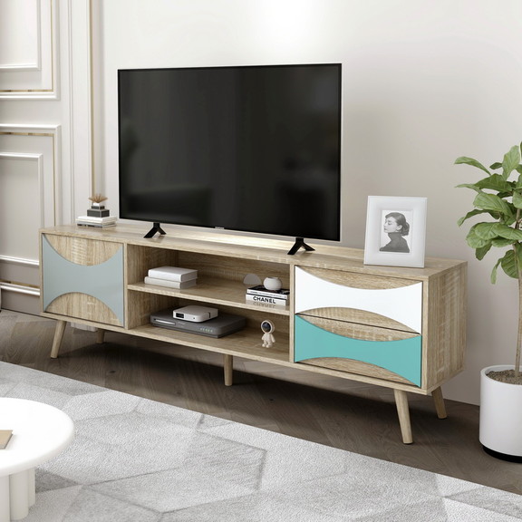 TV Stand with Storage Cabinet and Shelves  TV Cons...