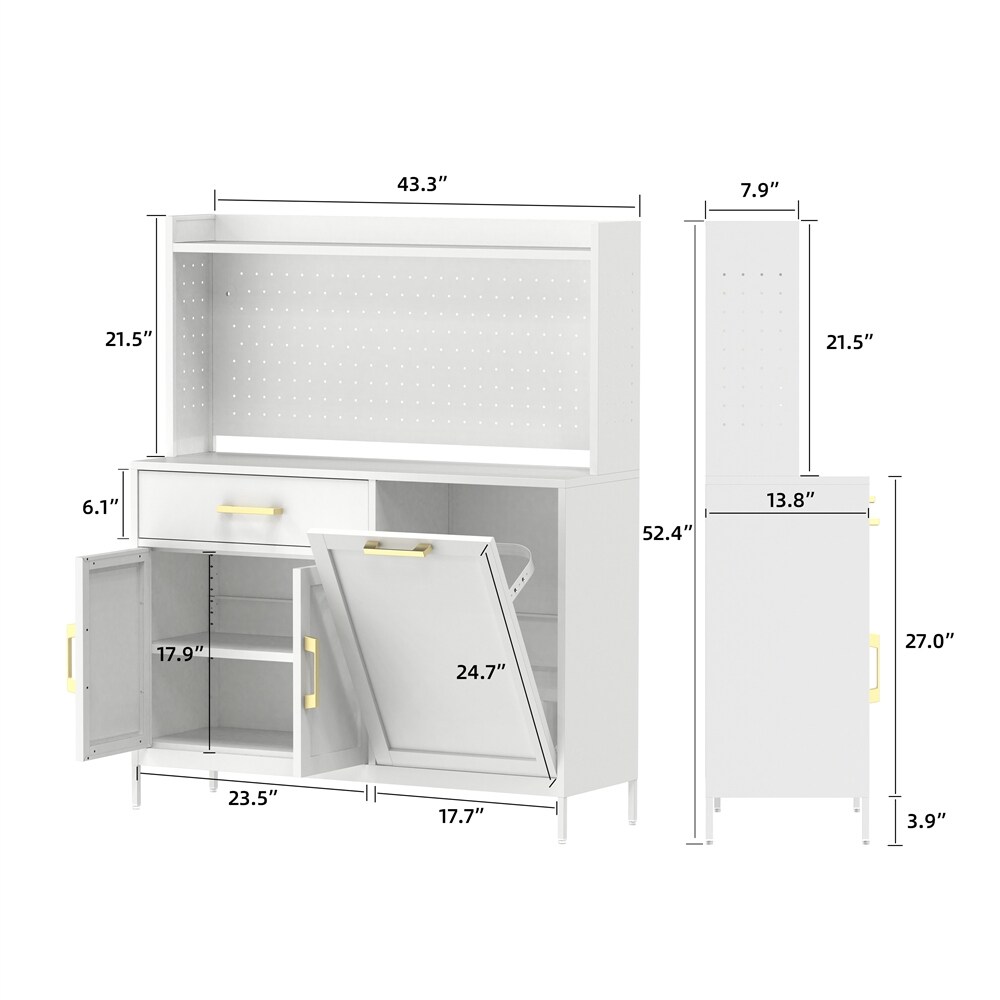 Metal Kitchen Storage Cabinet with Drawer and Adjustable Shelf   N/A