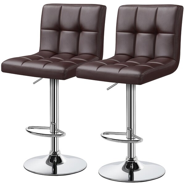 2PCS Faux Leather Adjustable Bar Stools for Home