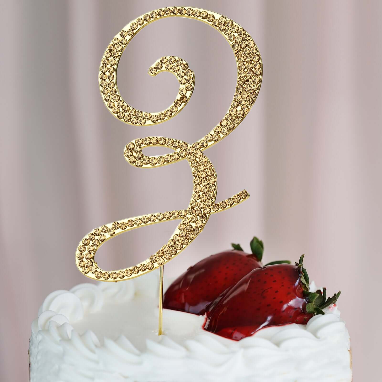 Gold Rhinestone Monogram Letter and Number Cake Toppers 4.5