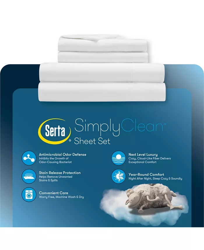 Serta Simply Clean Sheet Set， Twin