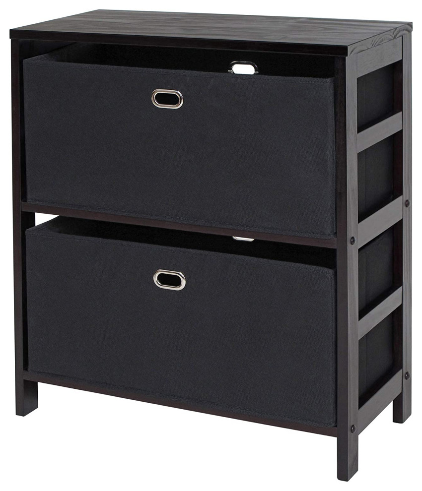 Torino 3 Piece Set Set Storage Shelf  Black Fabric Baskets   Transitional   Bookcases   by Homesquare  Houzz