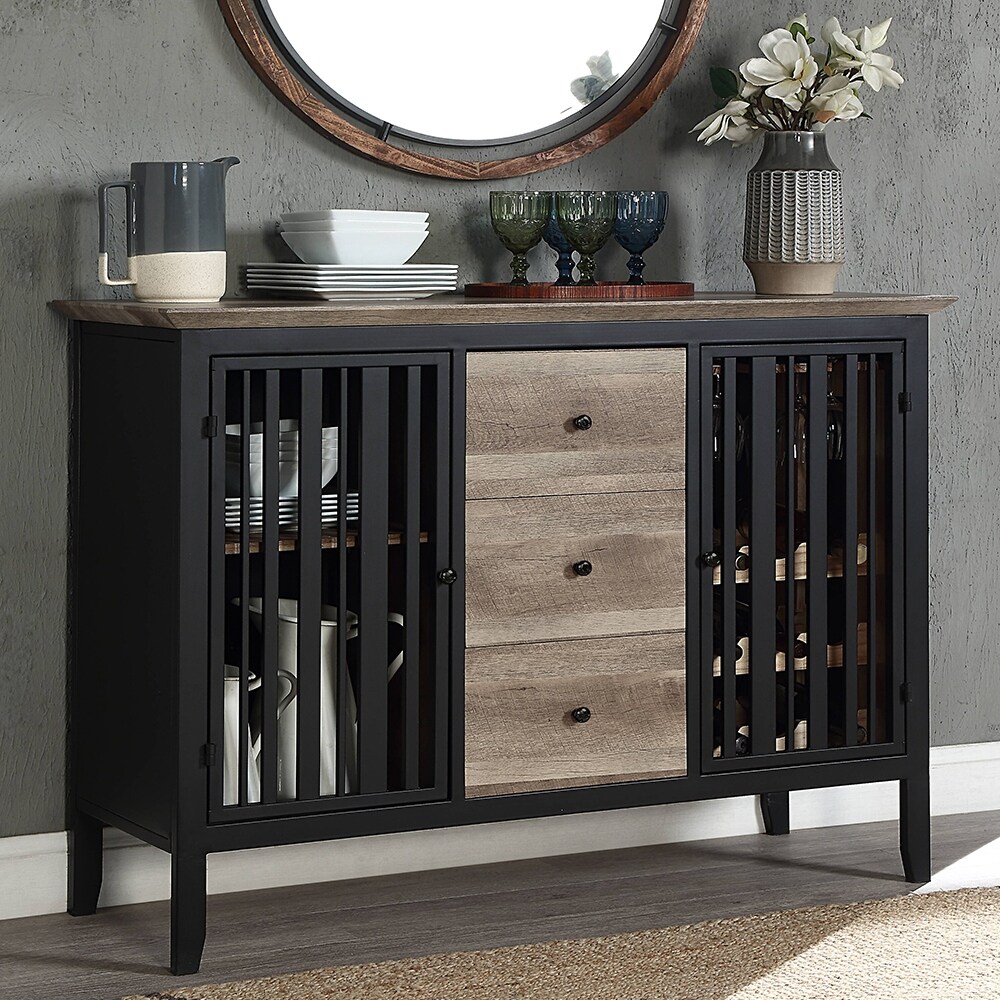 Acme Zudora SERVER Antique Oak   Sandy Black Finish