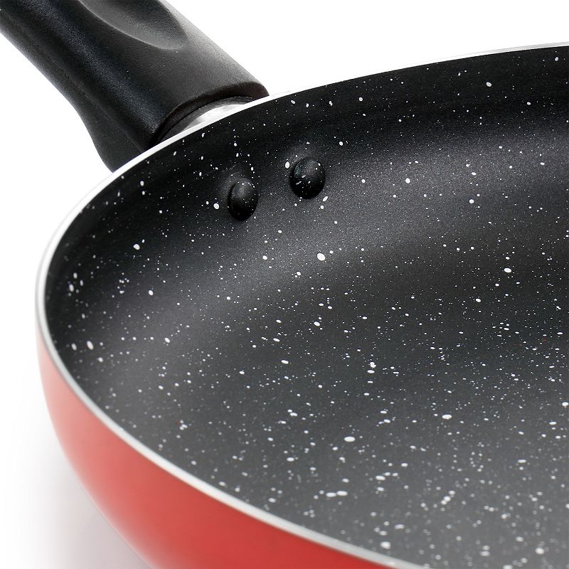 Oster Cocina Luneta 11.5 Inch Aluminum Nonstick Frying Pan in Red