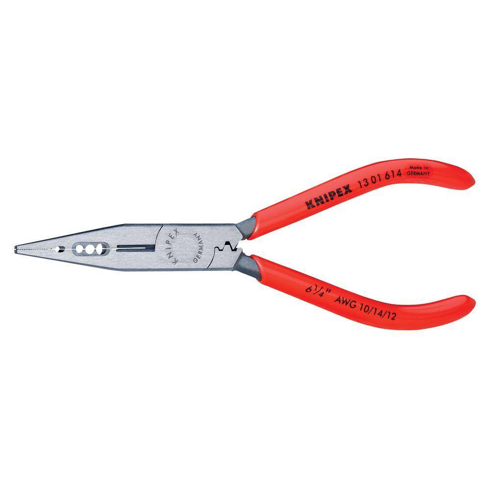 KNIPEX Heavy Duty Forged Steel 4-in-1 Electrician Pliers with 10 12 and 14 AWG and 60 HRC Cutting Edge 13 01 614 SBA