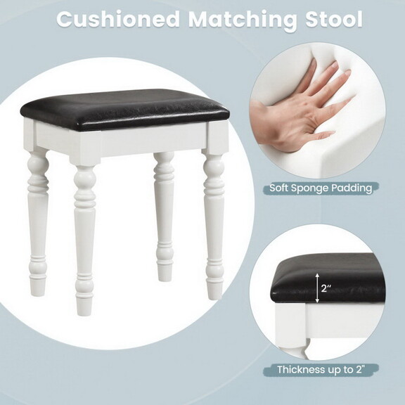 Costway Makeup Vanity Table and Stool Set with Det...