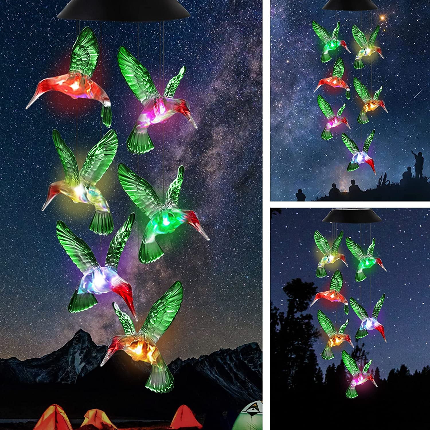 SolarEra Solar Lights， Hummingbird Wind Chimes Outdoor， Gifts for mom/Grandma/Wife/Daughter/Sister/Aunt/Grandma/Women， Mother Outdoor Decor， Yard Decor for Christmas， Gardening Gifts， Birthday Gift