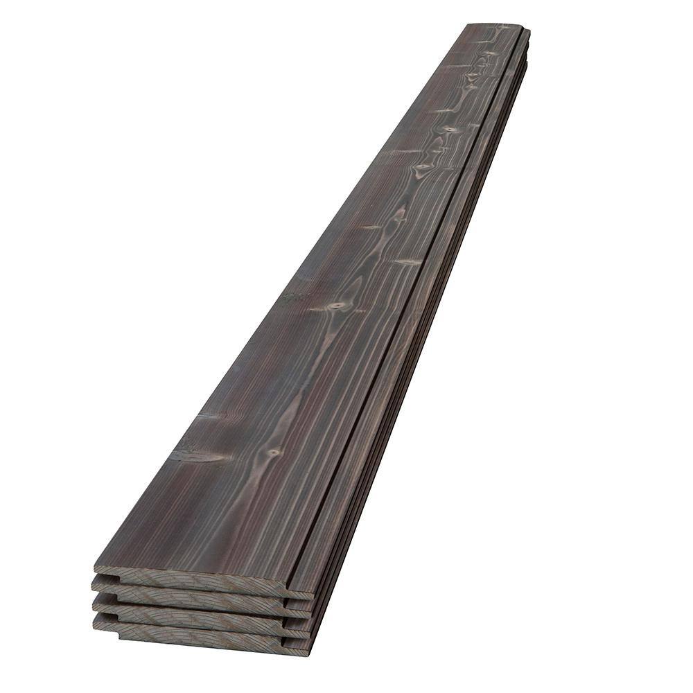 UFP-Edge 1 in. x 6 in. x 6 ft. Charred Wood Ash Gray Pine Shiplap Board (4-pack) 334170