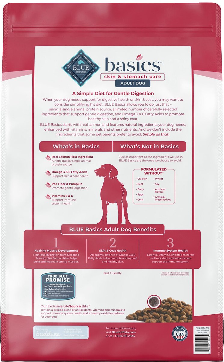 Blue Buffalo Basics Skin and Stomach Care Grain-Free Formula Salmon and Potato Recipe Adult Dry Dog Food