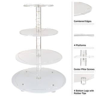 4-Tier Clear Acrylic Round Cupcake Display and Cake Stand with Yellow LED Lights 83-DT6148