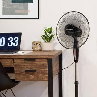 Hampton Bay 16 in. 3 Speed Digital Oscillating Standing Fan with Adjustable Height 12102