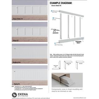 Ekena Millwork 104 in. x 58 in. x 96 in. PVC Deluxe Shiplap Nickel Wainscoting Moulding Kit (for Heights up to 105-58 in.) WPKP104NGD