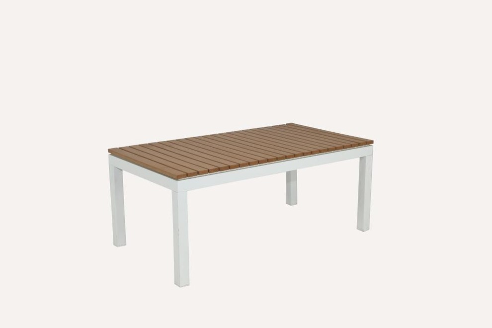 Riviera Outdoor Faux Wood Coffee Table   Transitional   Outdoor Coffee Tables   by Patio Heaven  Houzz