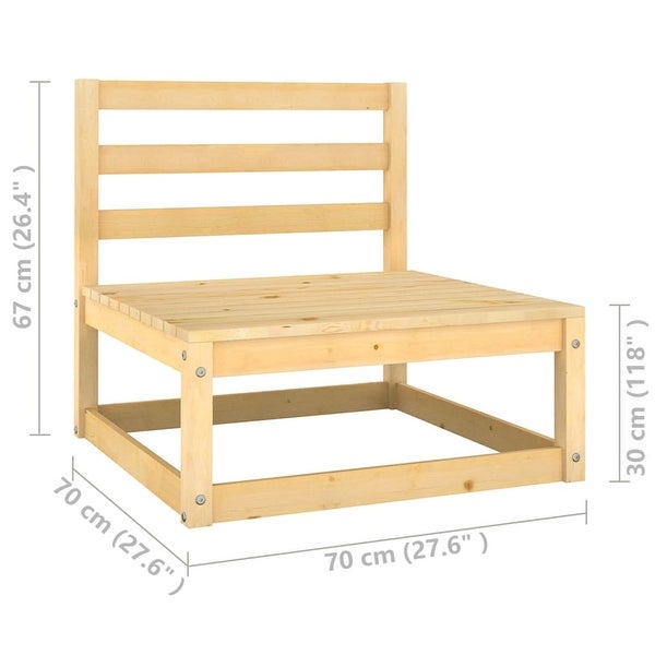 2 Piece Patio Lounge Set Solid Wood Pine