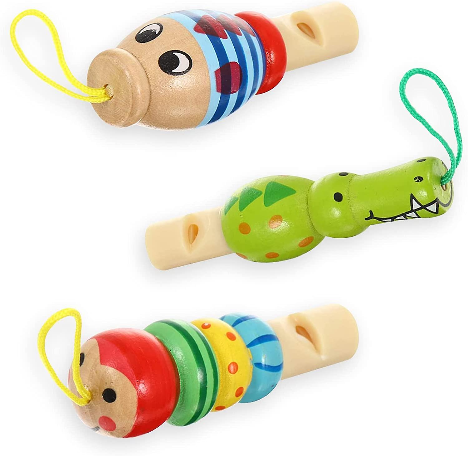 3 Pcs Animal Wooden Whistles For Kid Teenagers Child， Cute Adorable Wooden Whistle Music Instrument Developmental Educational Toys For Birthday Gift P