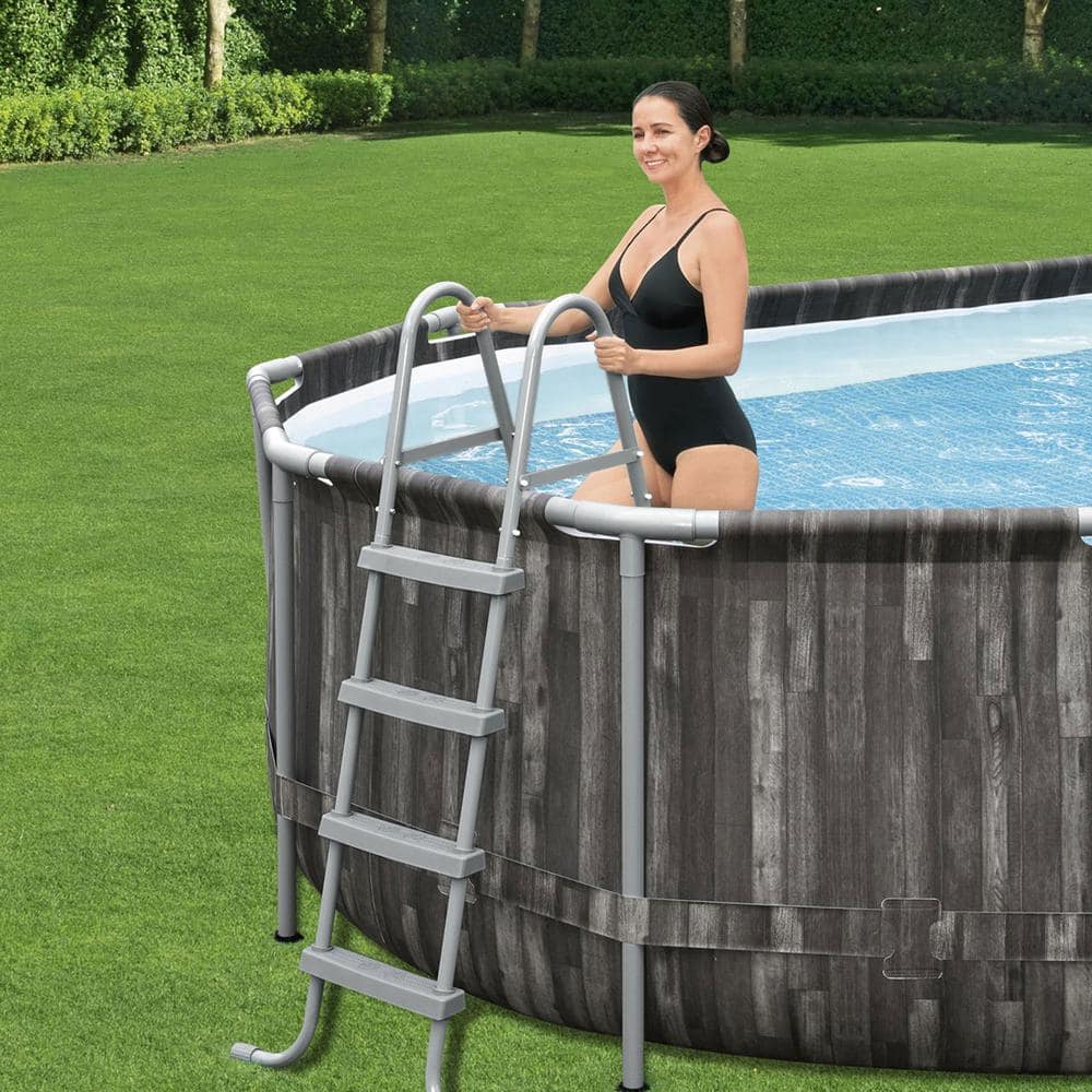 Bestway 24 ft. x 12 ft. Oval 48 in. Deep Soft-Sided Above Ground Swimming Pool Set 5611UE-BW