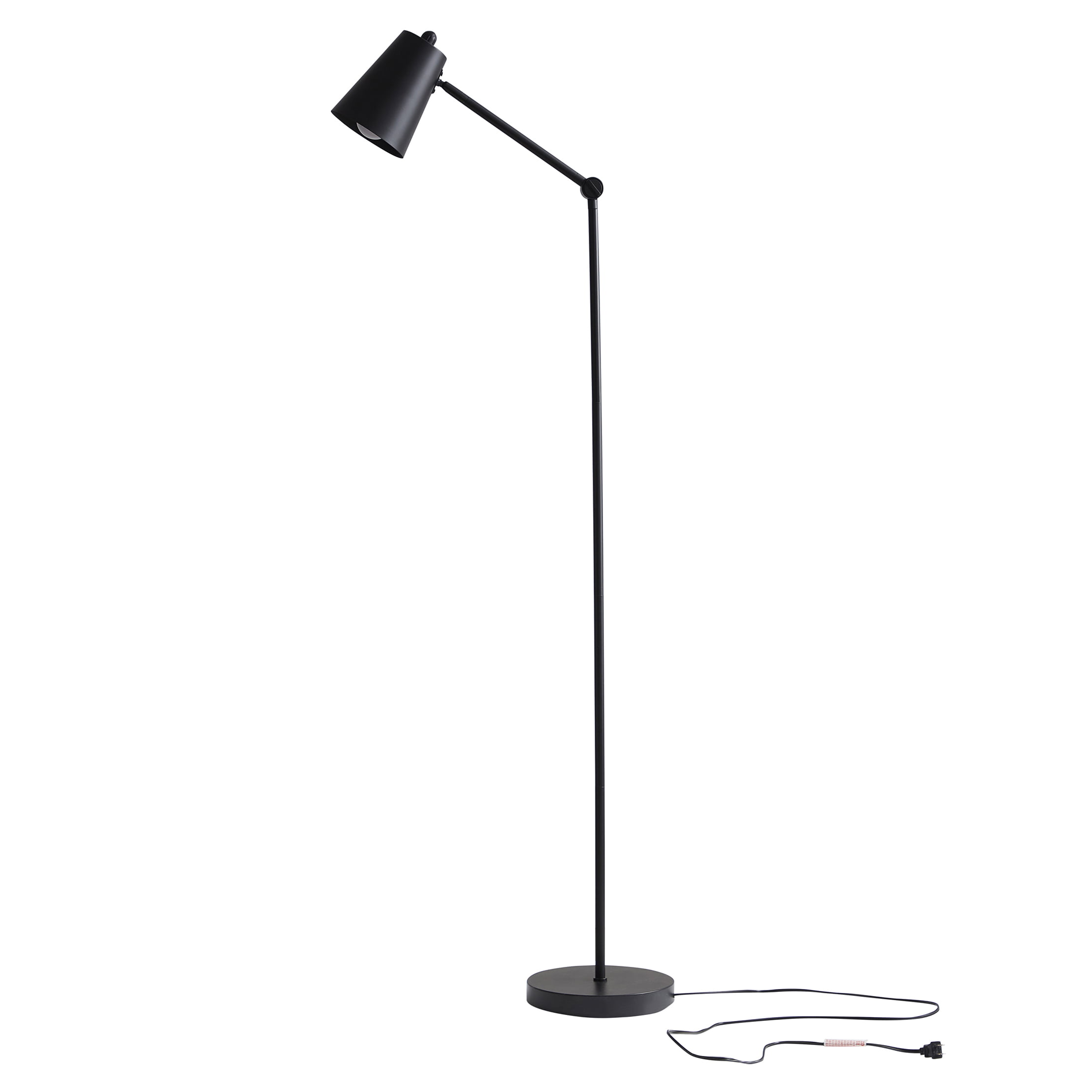 Mainstays 64 inch Black Architect Floor Lamp， Matte Metal Finish