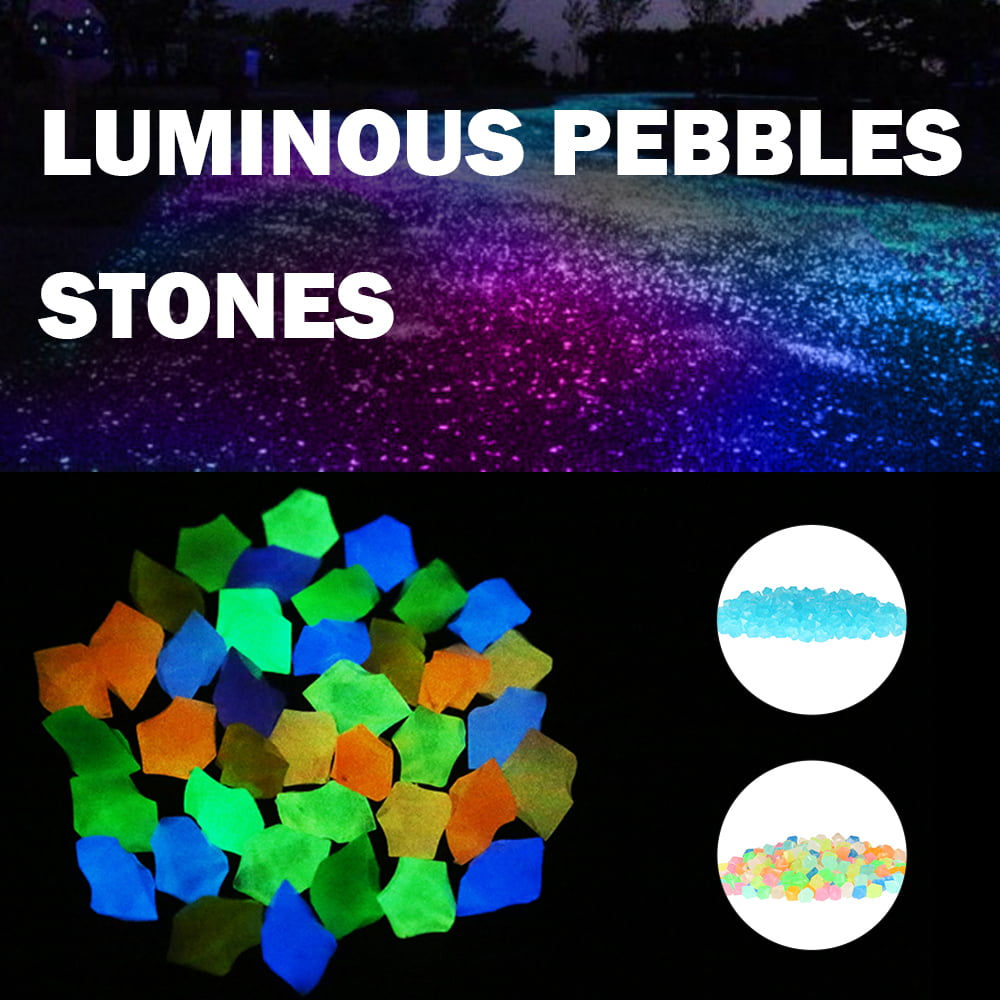 Willstar 300Pcs Glow In The Dark Garden Pebbles Glow Stones Rocks For Walkways Garden Path Patio Lawn Yard Decor Luminous Stones