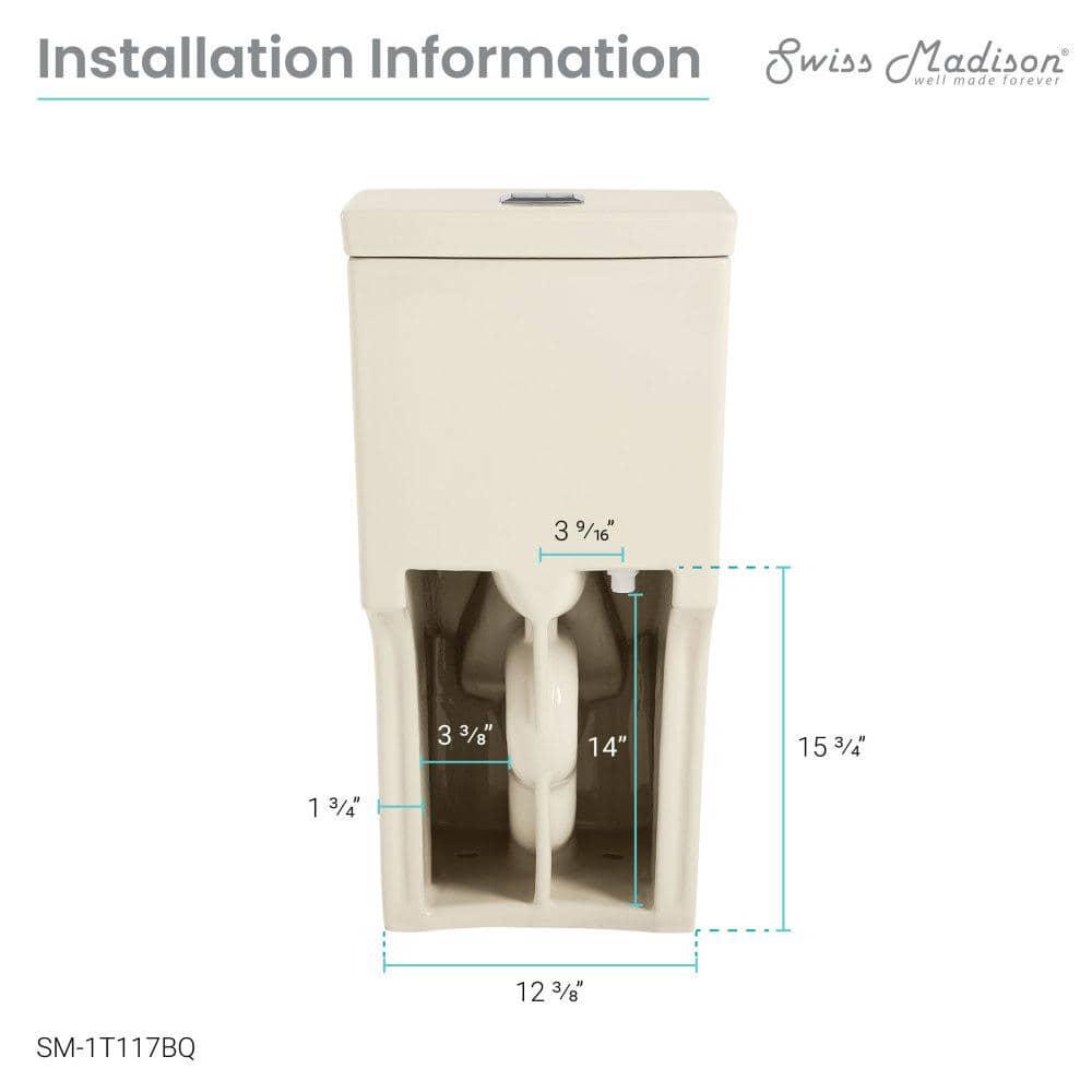 Swiss Madison Classe 1Piece 1116 GPF Dual Flush Elongated Toilet in Bisque Seat Included