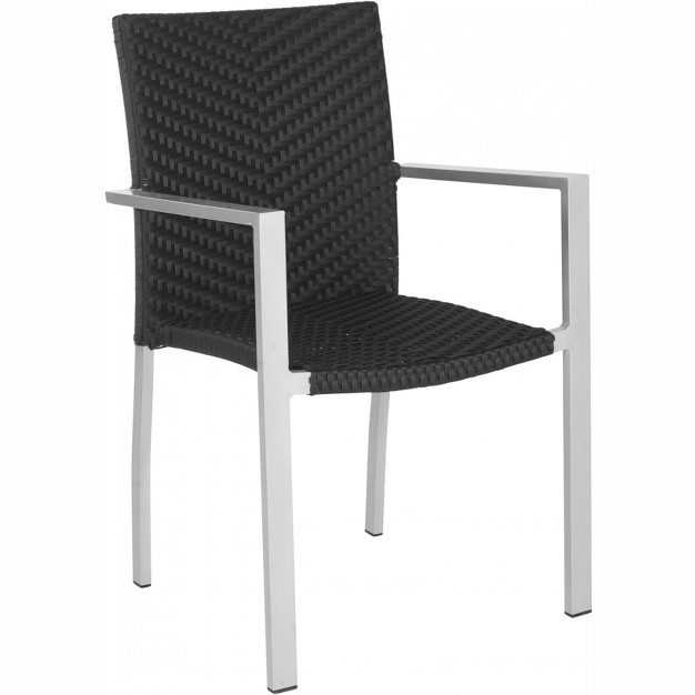 Cordova Stackable Arm Chair set Of 2 Black Safavieh