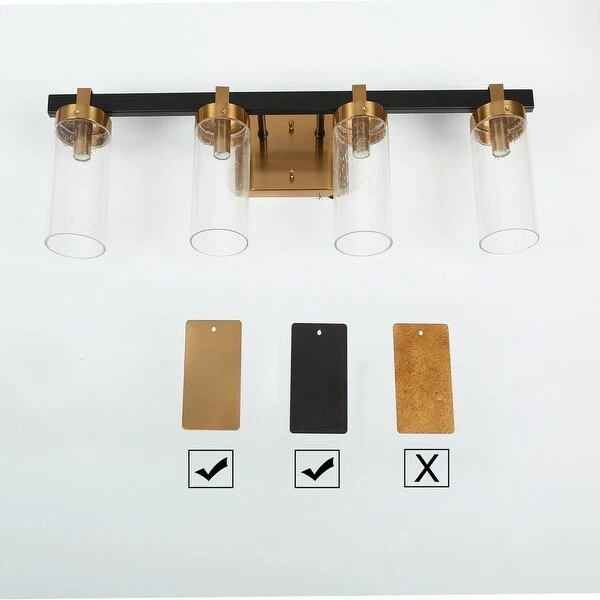 Modern 4-Light Gold and Black Bathroom Vanity Lighting with Clear Glass Shades - 28