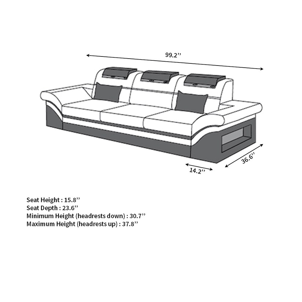 3 Seater Sofa Atlanta with Reclining Function and LED