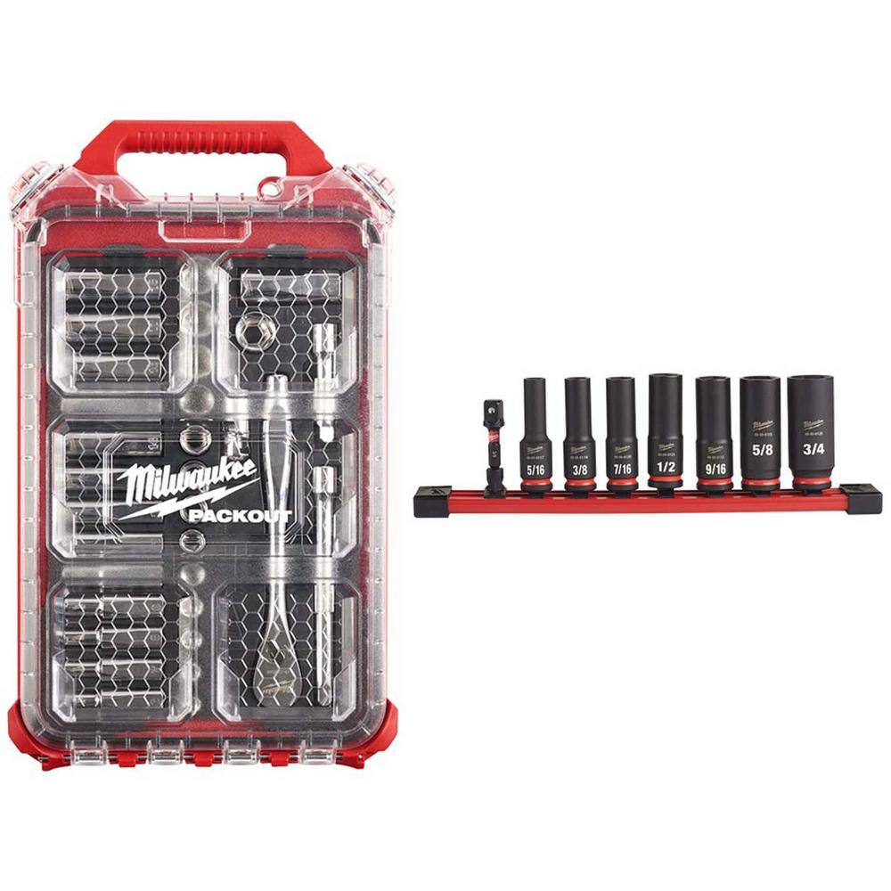 MW 38 in. Drive Metric Ratchet and Socket Mechanics Tool Set with PACKOUT Case  Impact Socket Set (40-Piece) 48-22-9482-49-66-7024