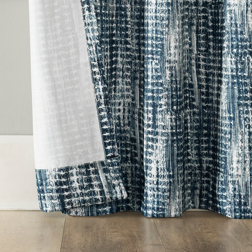 No. 918 Aran Crosshatch Print Semi Sheer Rod Pocket Curtain Panel  Single Panel