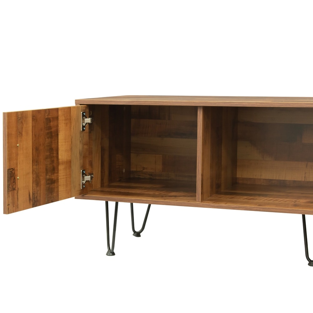 TV Media Stand  60 inch Wide   Modern Industrial  Living Room Entertainment Center  Storage Shelves and Cabinets