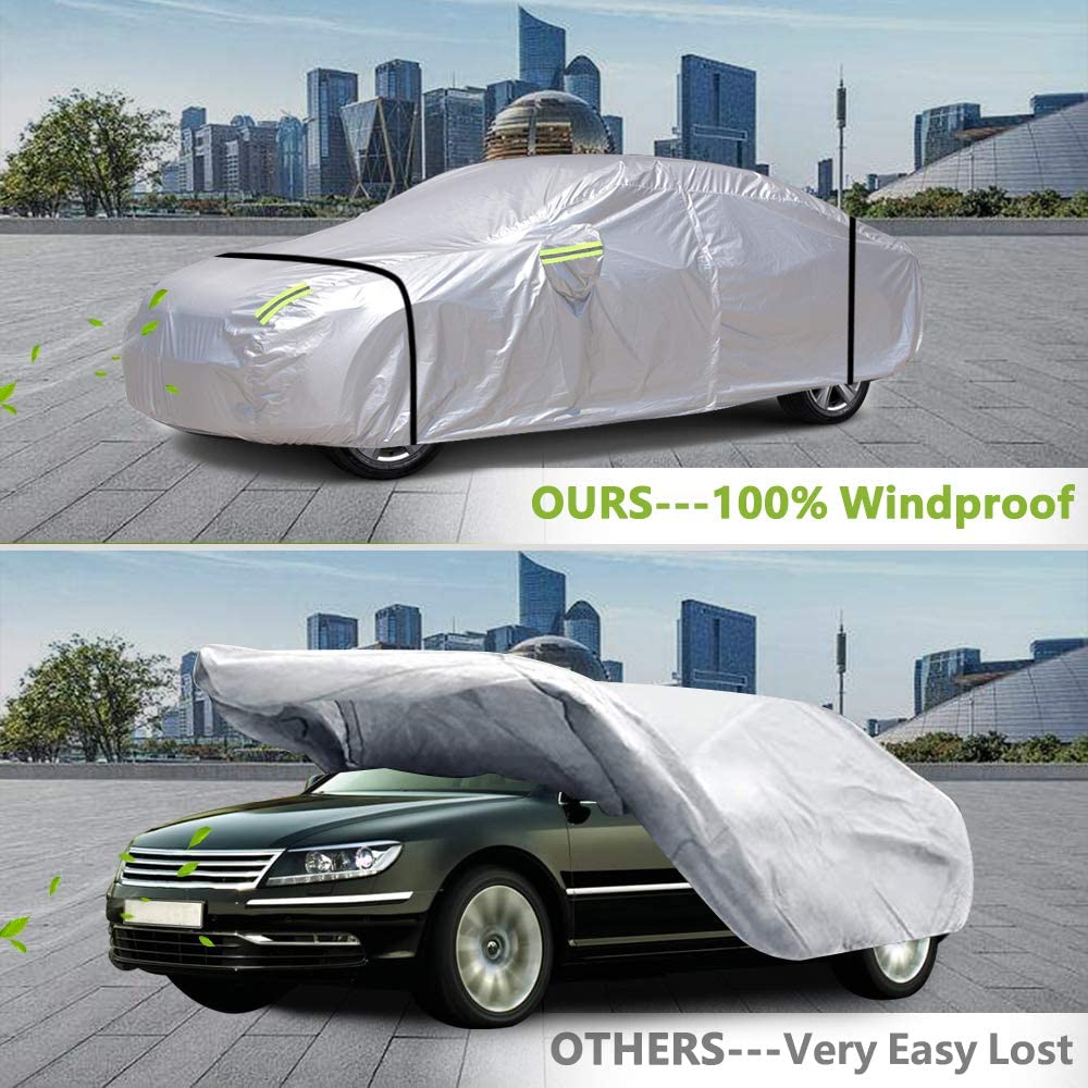 Heavy Duty Thickening Waterproof Full Car Cover All Weather Protection Outdoor Indoor Use UV Dustproof for Auto SUV Sedan， YL(16*6*6ft)