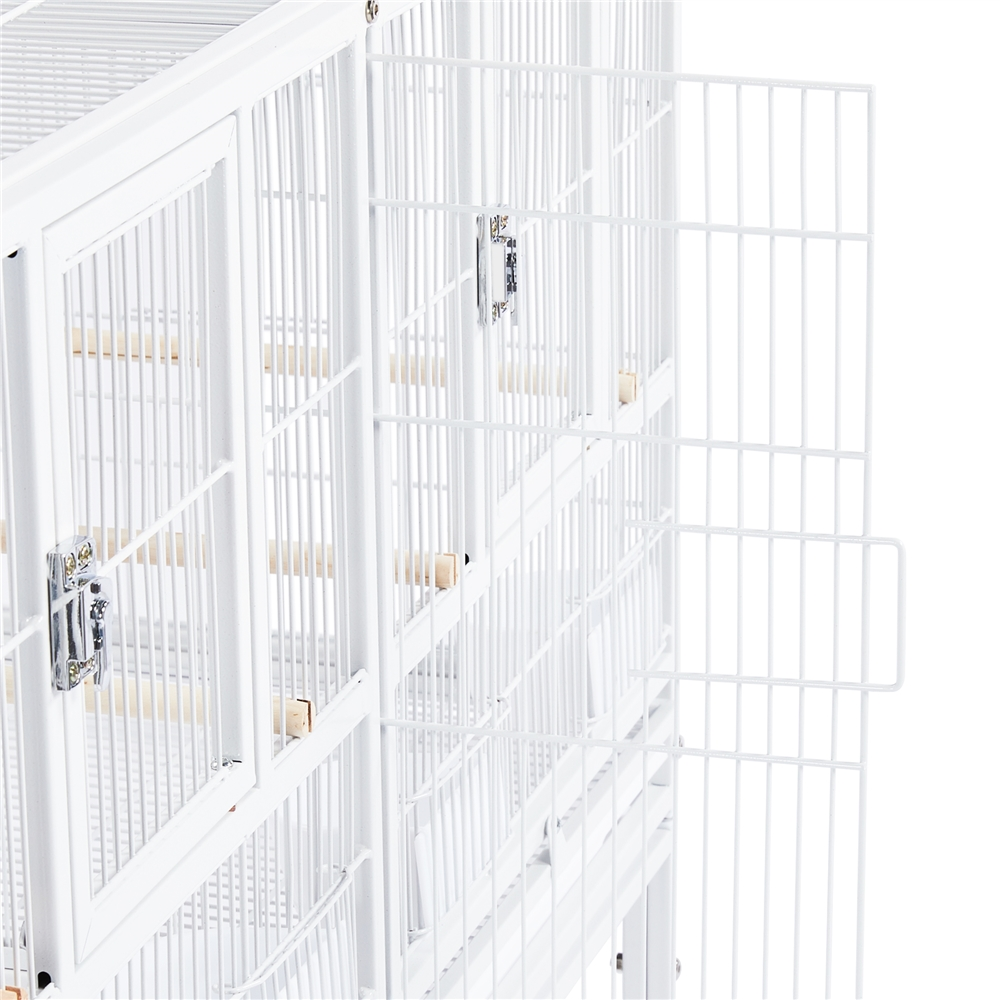 Easyfashion Rolling Bird Stackable Divided Breeder Cage for Small Birds， White