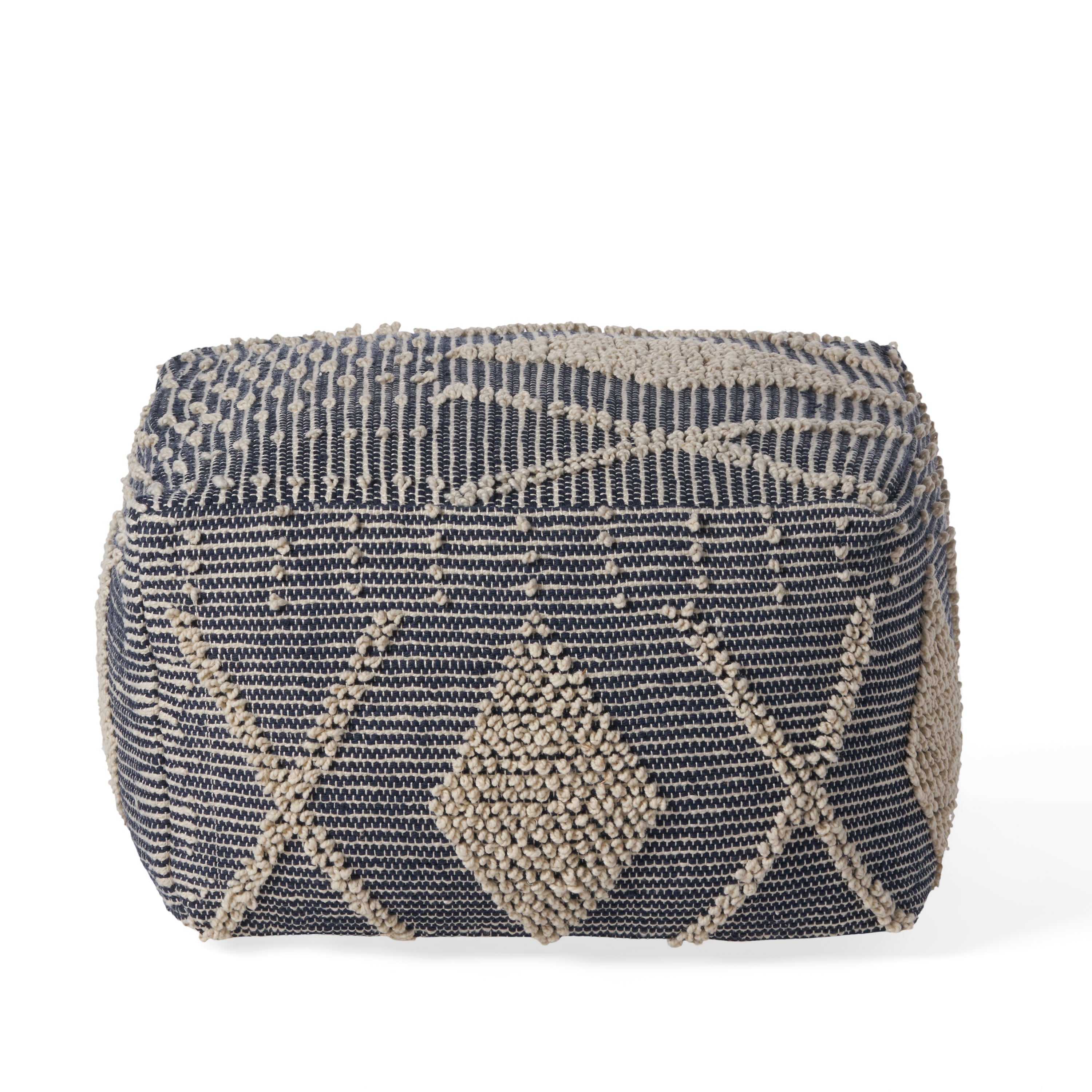 Dereka Contemporary Handcrafted Faux Yarn Pouf