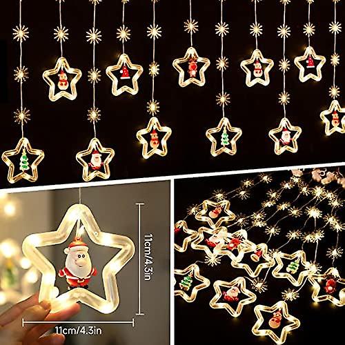 Christmas Lights Decorations - 10ft 120LED Curtain Lights for Xmas Decor （Star）