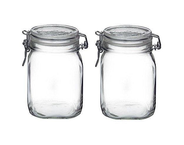 Bormioli Rocco Fido Clear Glass Jar With 85 Mm Gasket 1 Liter pack Of 2