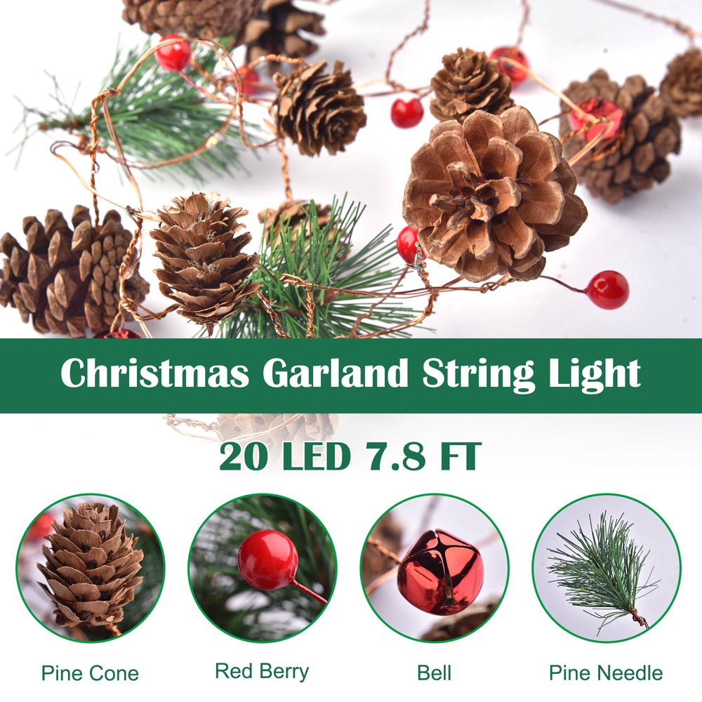 Yescom Pre-lit Christmas Garland with Lights Battery Remote Operated