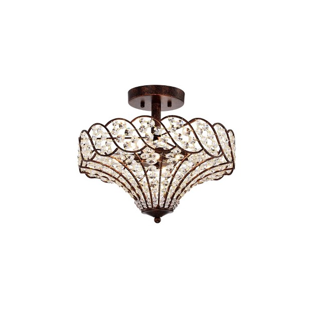 X 16 quot X 13 quot Maica 4 Light Abstract Crystal And Metal Semi Flush Mount Brown Warehouse Of 