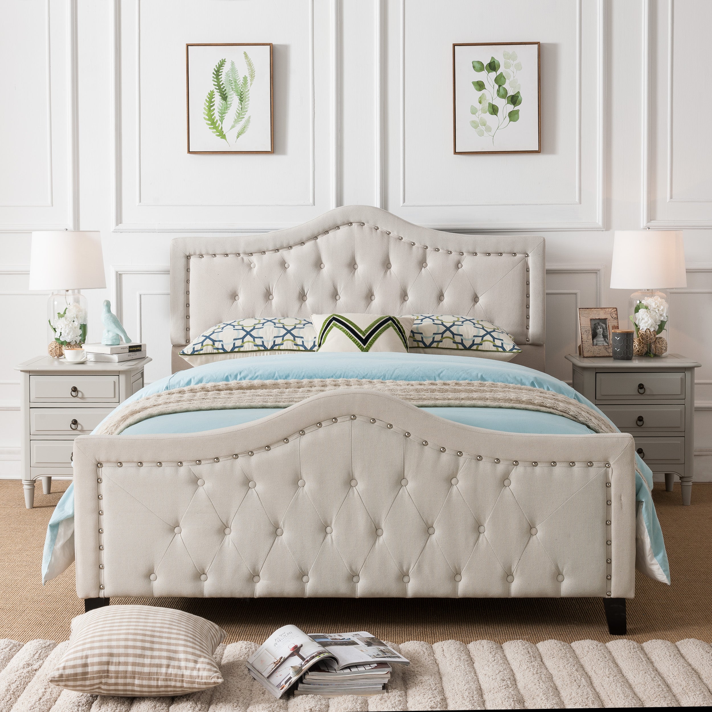 Livi Fabric Fully Upholstered Queen Bed Set