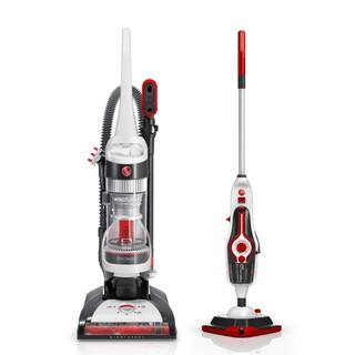 HOOVER WindTunnel Bagless Pet Upright Vacuum Cleaner with Automatic Cord Rewind and Steam Complete Pet Steam Mop UH71320-WH21000