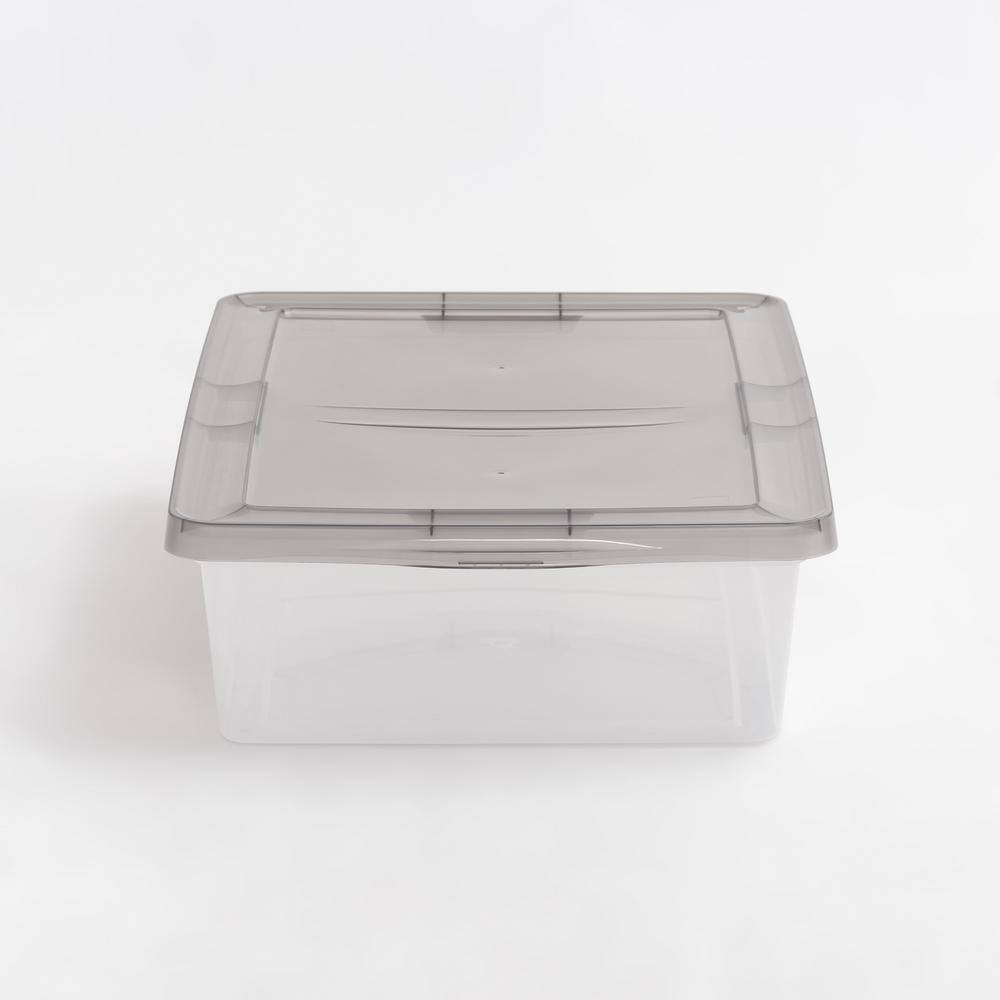 IRIS 7 Gal. Snap Top Plastic Storage Box in Clear wih Gray Lid 6 Pack 500157