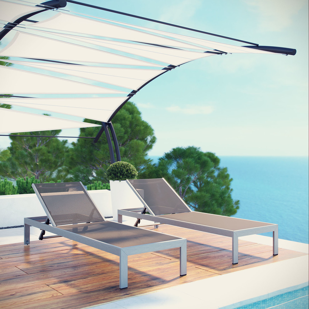 Shore Chaise Outdoor Aluminum Set of 2   Contemporary   Outdoor Chaise Lounges   by Modern Furniture LLC  Houzz