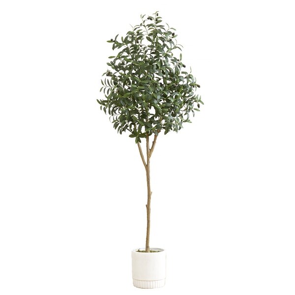 6' Artificial Olive Tree with White Decorative Planter