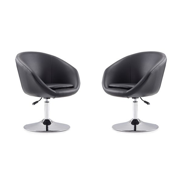 Manhattan Comfort Hopper Chrome Faux Leather Adjustable Height Chair (Set of 2)