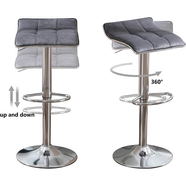 Bar Stools Set of 2 Square Backless Adjustable Tall Stools Pu Leather