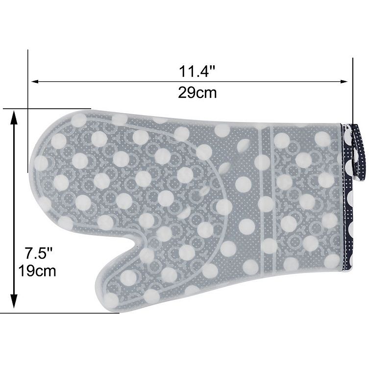 Kitchen Utensils Silicone  Pattern Heat Resistant Oven Mitt Glove White