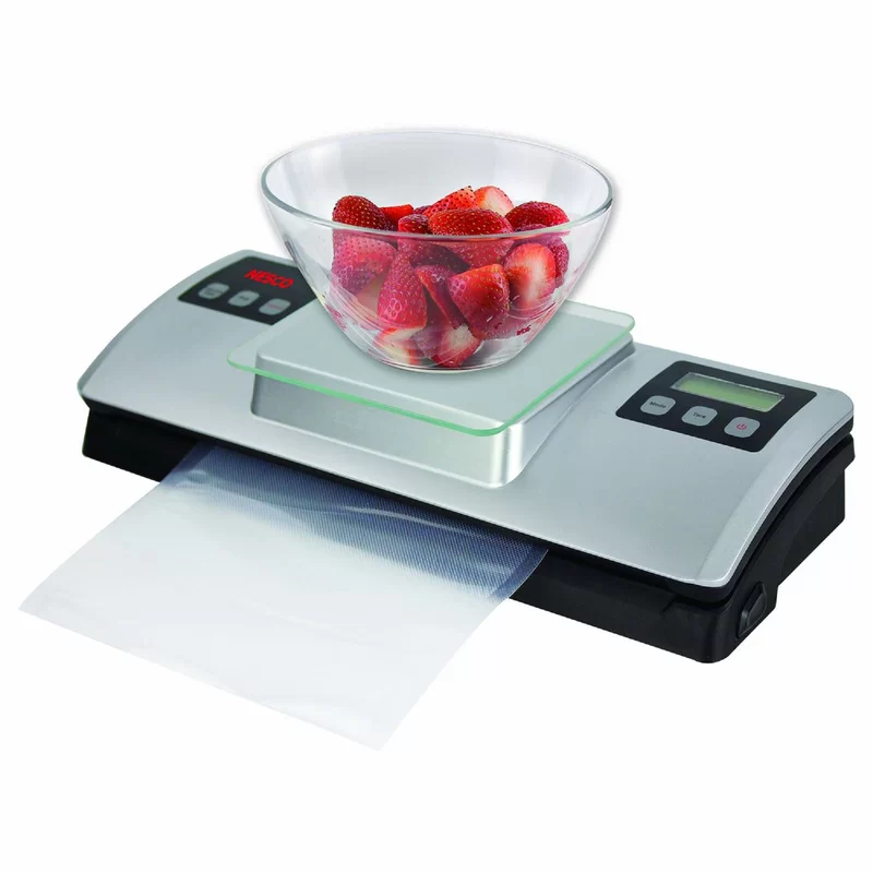 Nesco VSS-01 Automatic Food Vacuum Sealer with Digital Scale and Bag Starter Kit， Silver